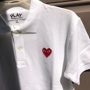 Medium White Comme des Garcons Play Polo